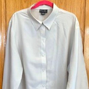R2R Blouse Top Ivory 100% Silk Collection Button Down Long Sleeve Cuff Sz: XL